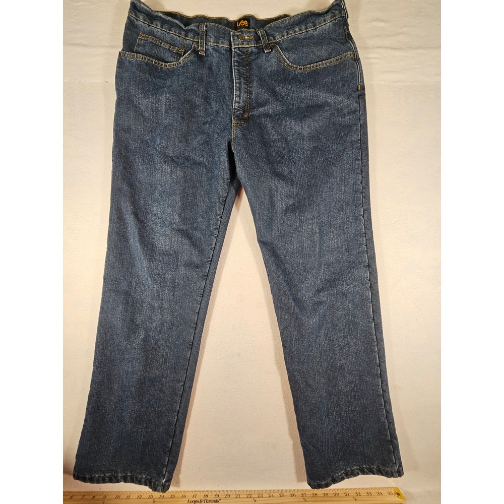Lee Relaxed Fit Fleece Lined Jeans Mens 38x32 Blue Denim Winter Pants 102055791